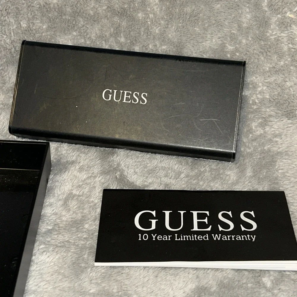 Guess Indiglo Silver Tone Multicolored Dial‎ 44mm Quartz Analog Pocket Watch E2